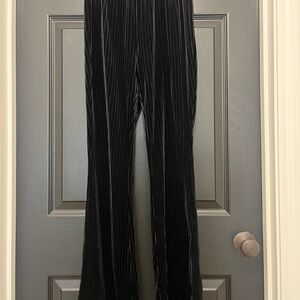 Black Wide Leg Pants with Luxurious Sheen